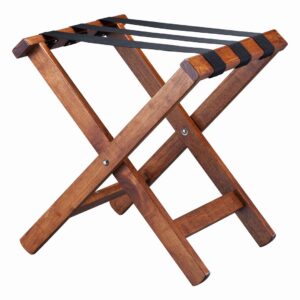 Compact wooden luggage stand dark wood