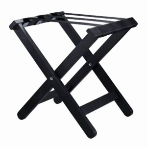 Compact wooden luggage stand black wood