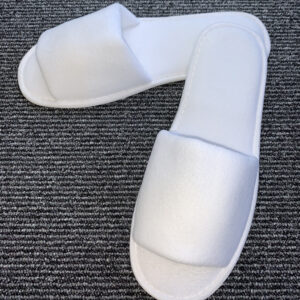 Economy Poly Velour Slipper in paper bags - Open Toe 30cm Dot sole