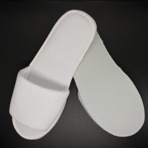 Economy Poly Velour Slipper in paper bags - Open Toe 30cm EVA SOLE