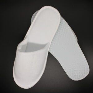 Economy White Terry slippers in paper bands - Closed Toe 30cm invisible EVA sole