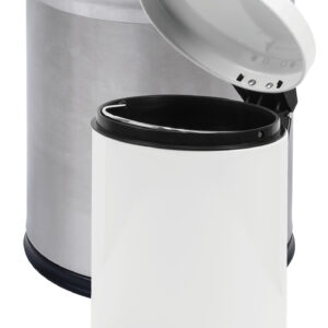 Bins Thornton 9L Double Layer Bin Brushed Steel + Croft 3L Pedal Bin White (6+6)