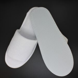 Economy White Terry slipper in paper bands - Open Toe 30cm EVA sole